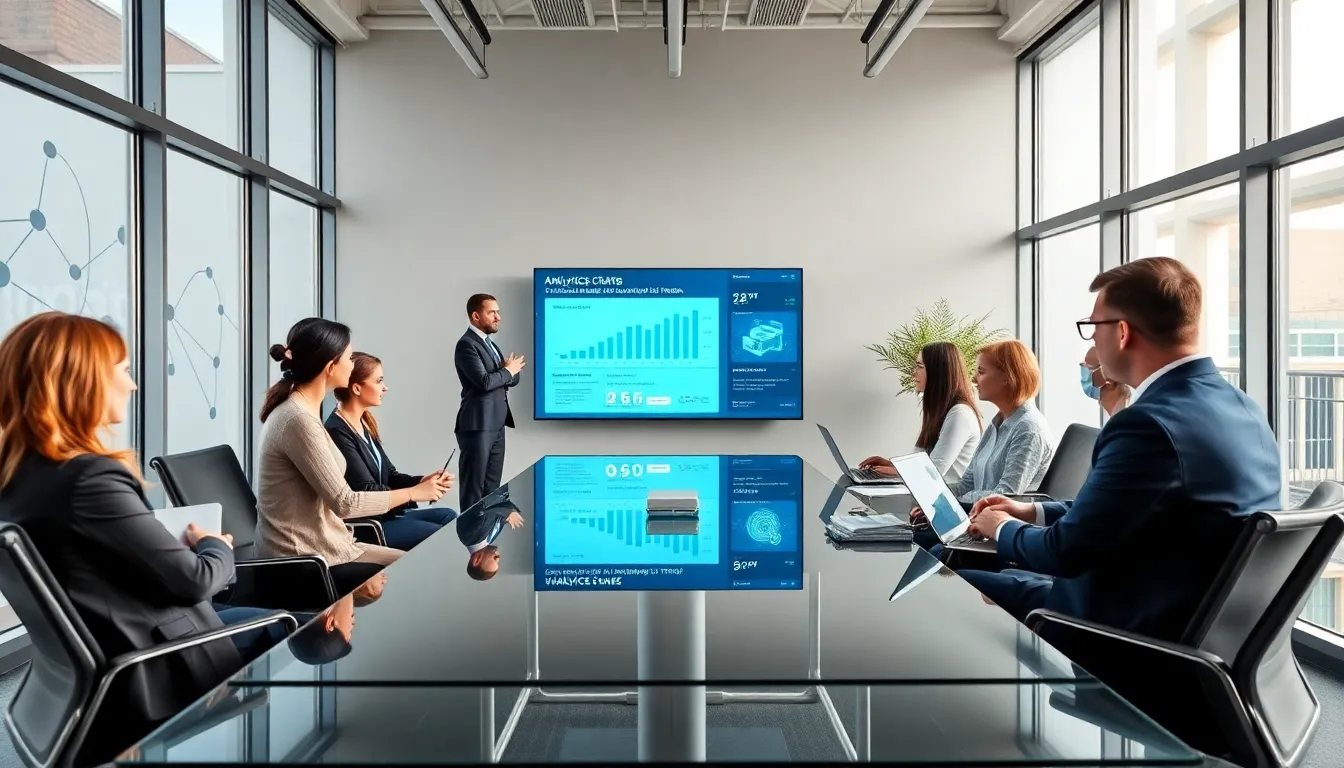 diverse team discussing webbizmagnet industry trends in a modern office.