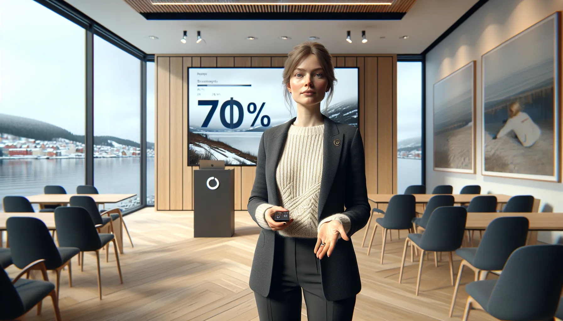 Norwegian presenter explains a structured talk with a clear hook and red thread.