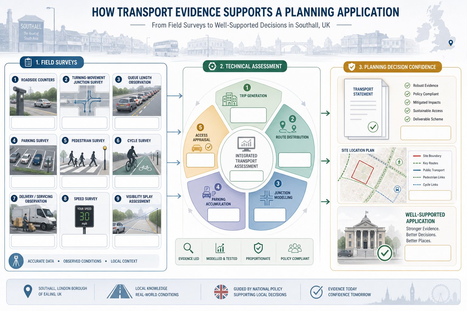 traffic survey evidence flowing into technical analysis for a planning application