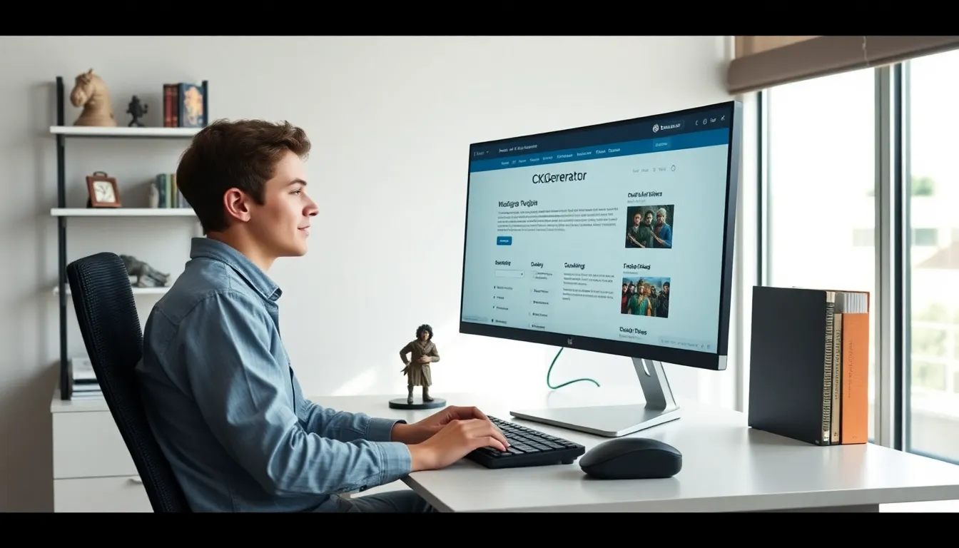 Person using CK2Generator on a computer in a modern workspace.