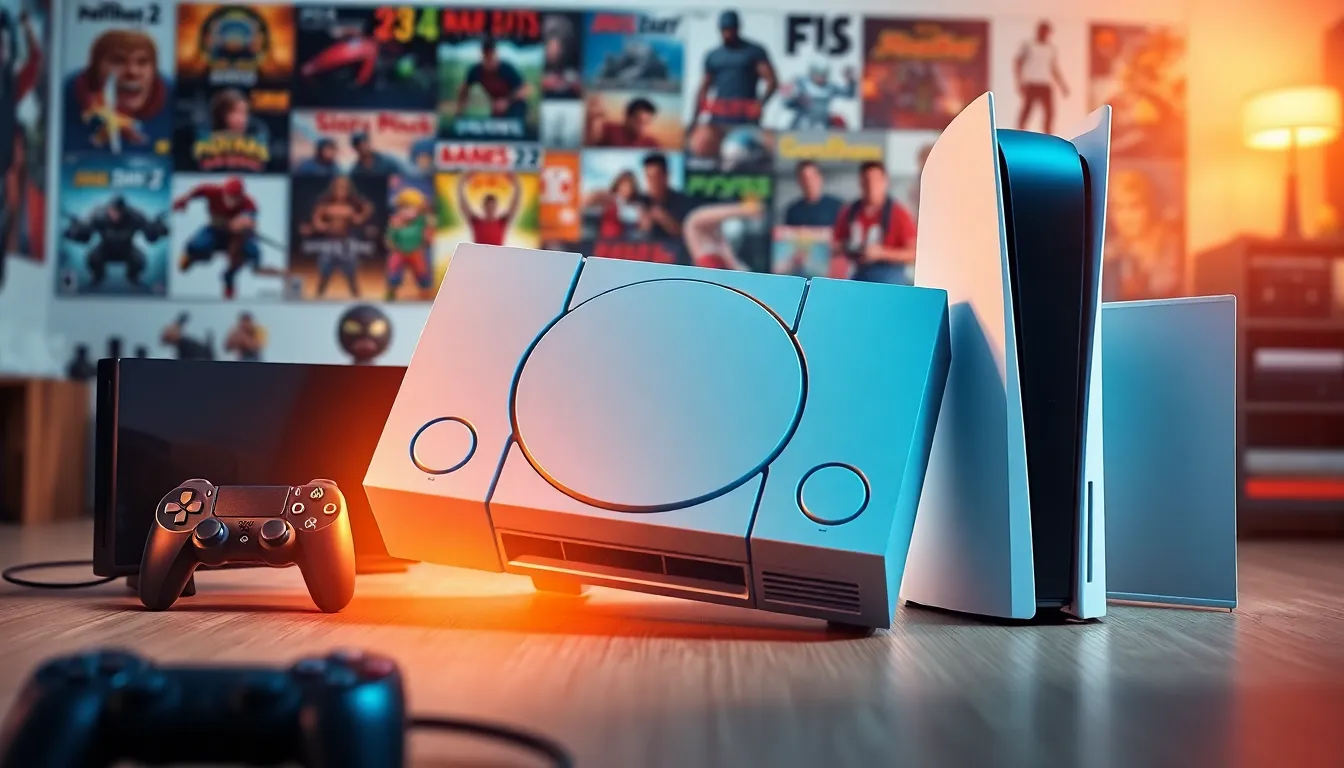 The evolution of PlayStation consoles from 1994 to 2020 displayed together.