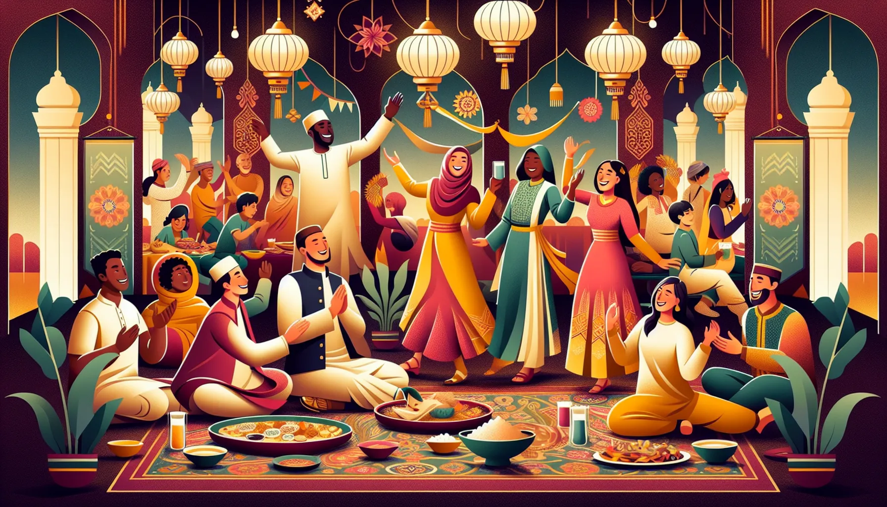 diverse group celebrating cultural traditions during a festival.