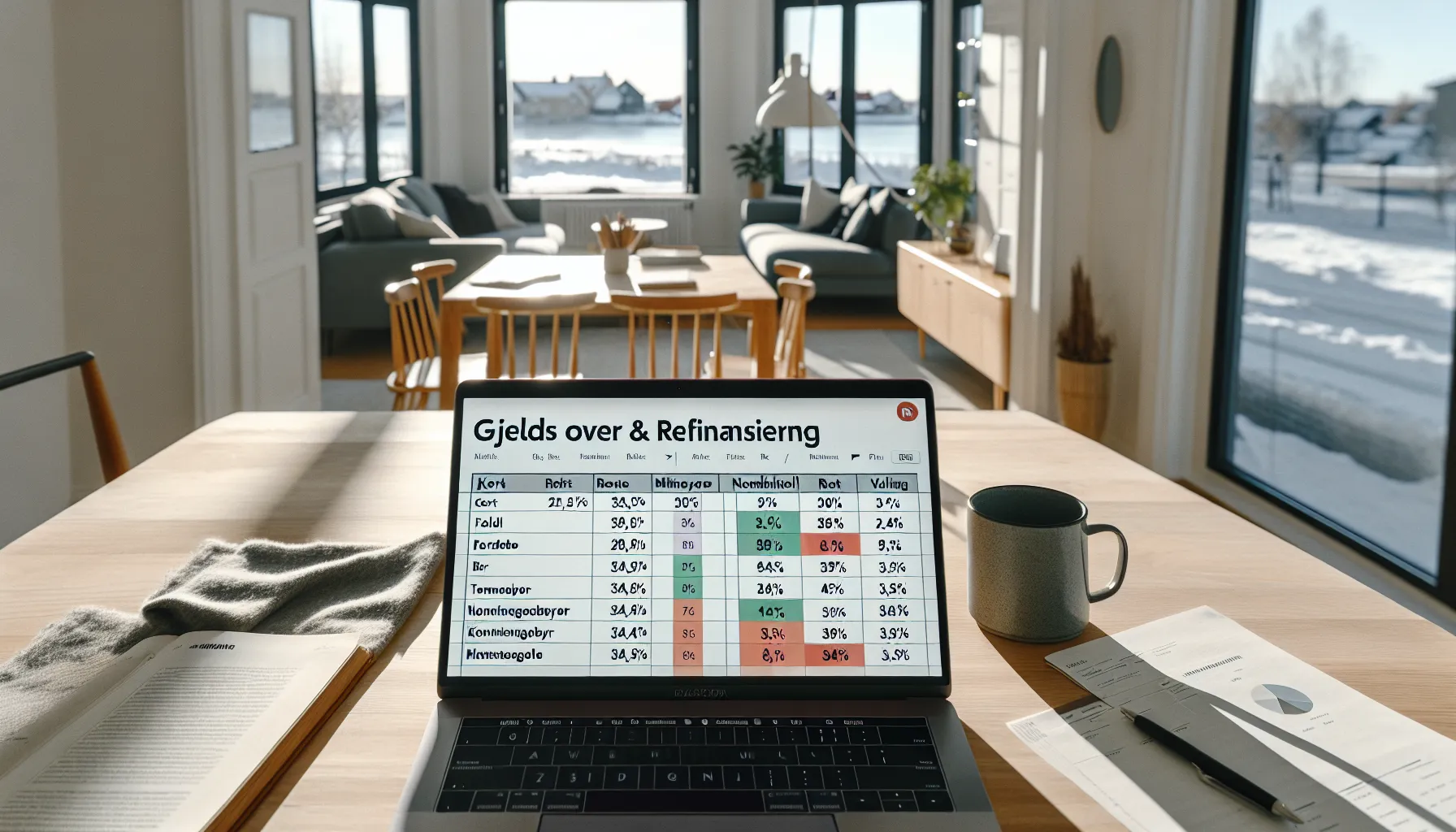 Hvordan refinansiere kredittkortgjeld uten å betale høye gebyrer 2 Norwegian adult reviewing effective rates and fees to refinance credit card debt.