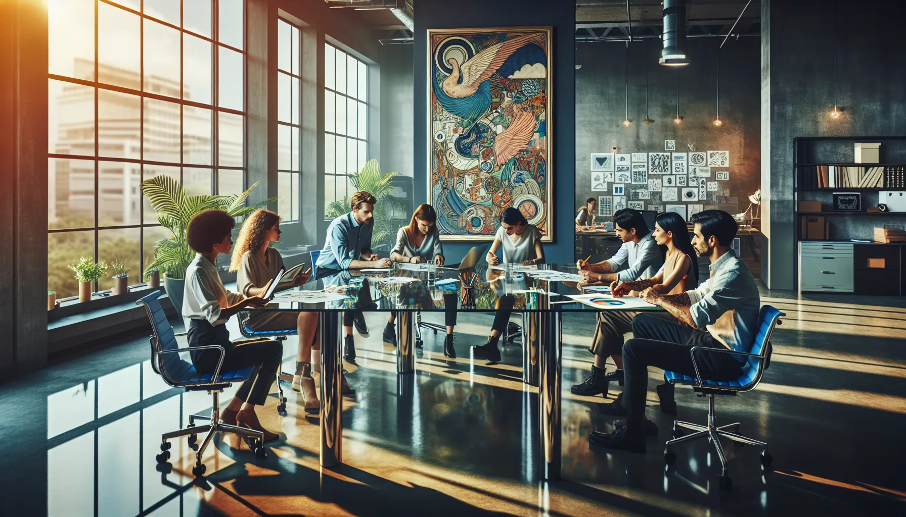 diverse team discussing creativity challenges in a modern office.
