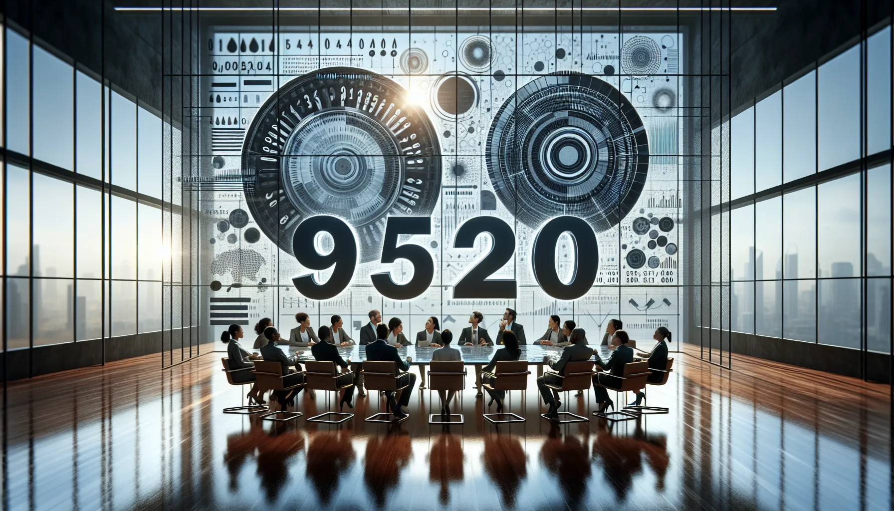 the number 9512256400 displayed in a modern office setting.