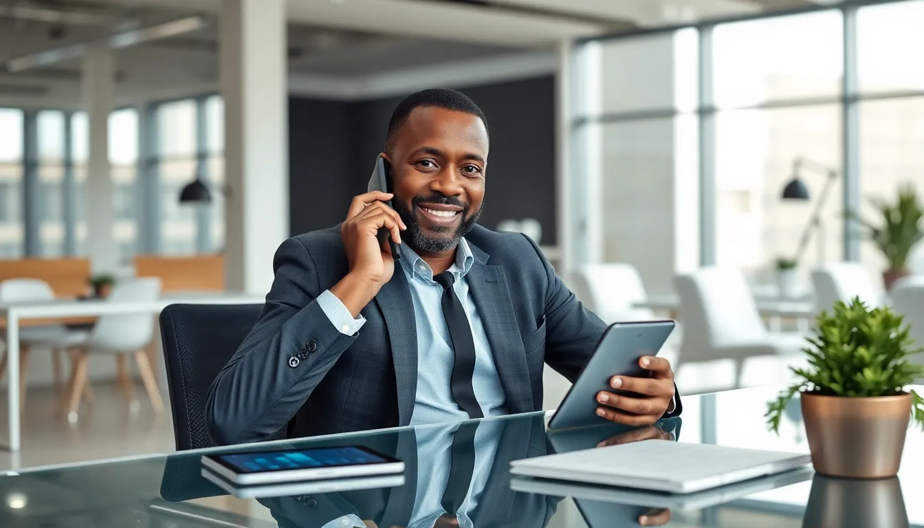 professional consultant discussing important contact number in a modern office.