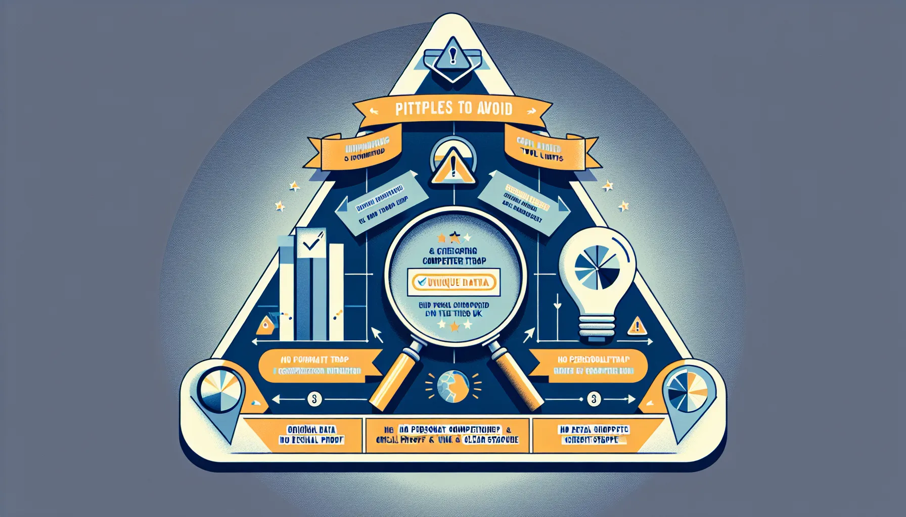 Triangular infographic of UK keyword-competition pitfalls and how to avoid them.