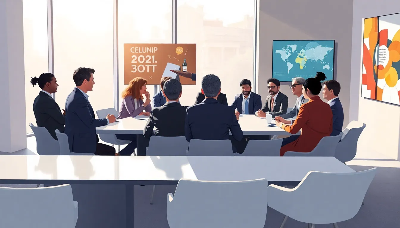 diverse professionals discussing cultural concepts in a modern office.