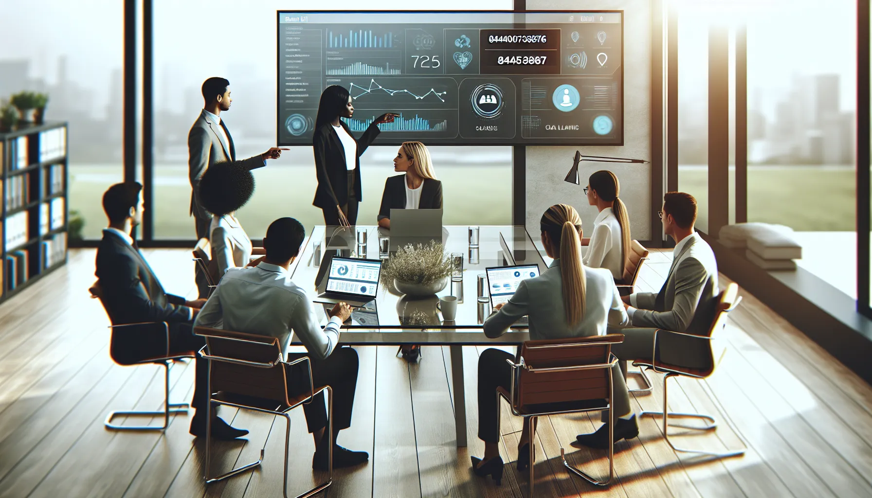 diverse team collaborating in a modern office about toll-free calls.