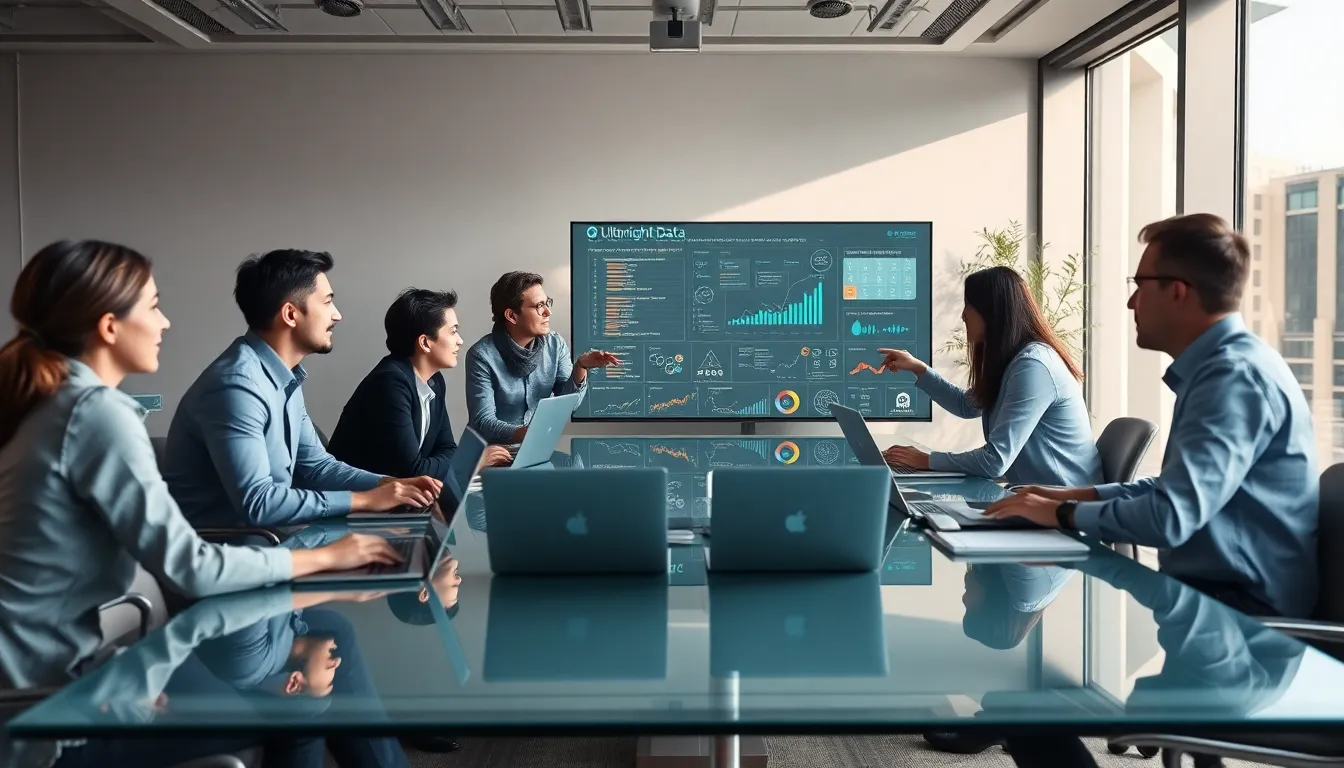 diverse team discussing Ultra Lightweight Data Management in a modern office.