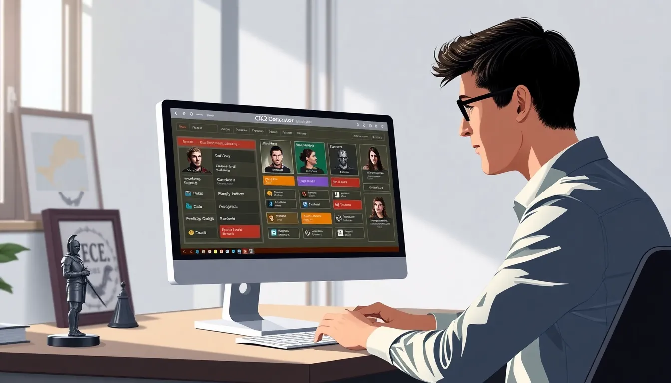 user creating custom characters for Crusader Kings II on a modern computer.
