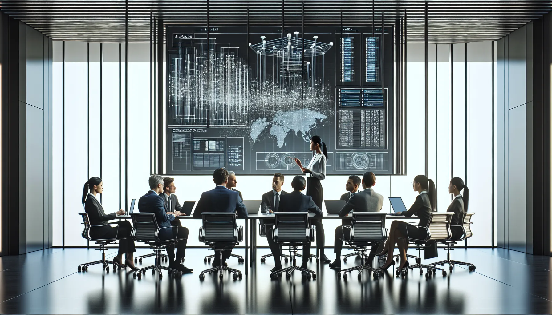 diverse IT team discussing database specifications in a modern office.