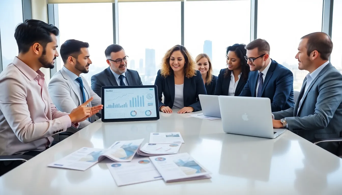 diverse professionals discussing employee benefits in a modern office setting.