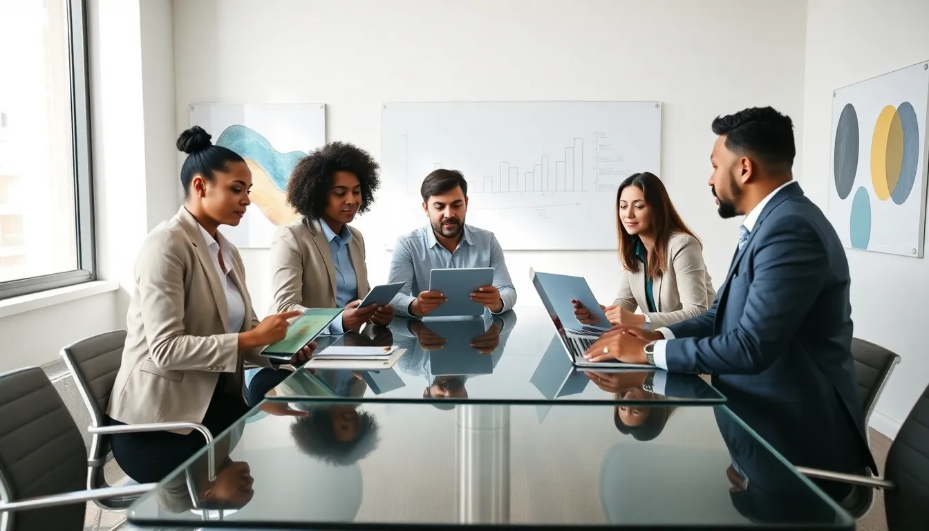 professionals collaborating in a modern office on critical thinking.