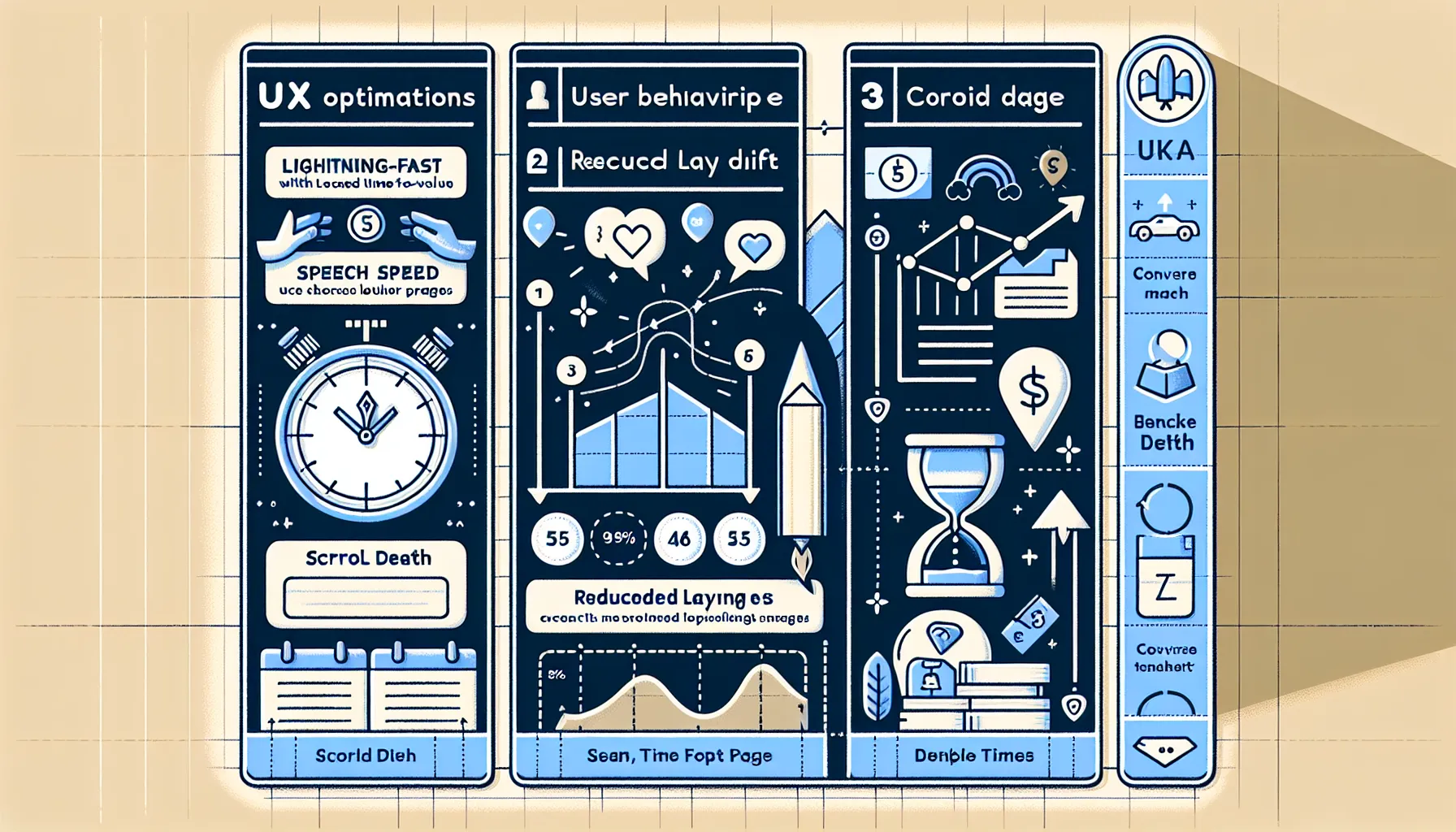 Flow showing UX improvements driving better UK search rankings and conversions.