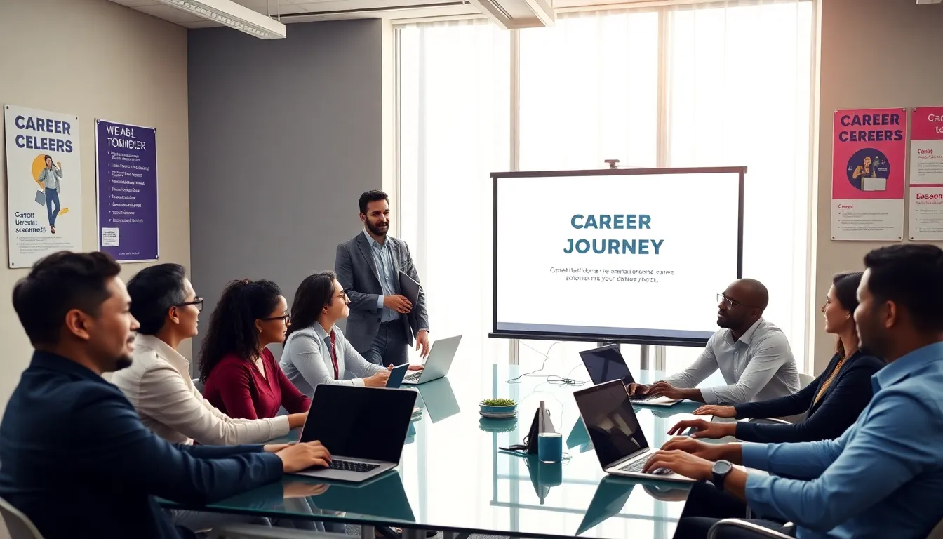 diverse group in a career development workshop.