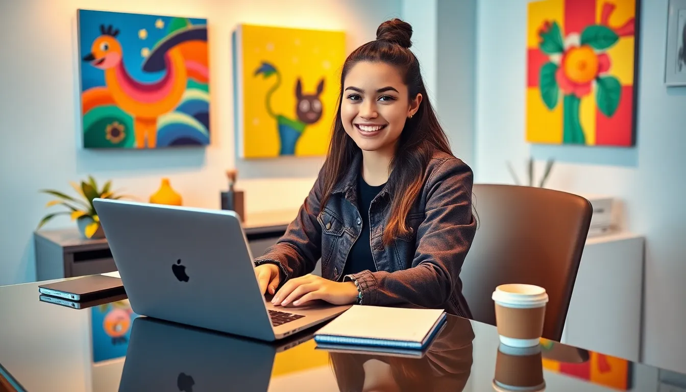 Laniekay15 creating content in a modern workspace.