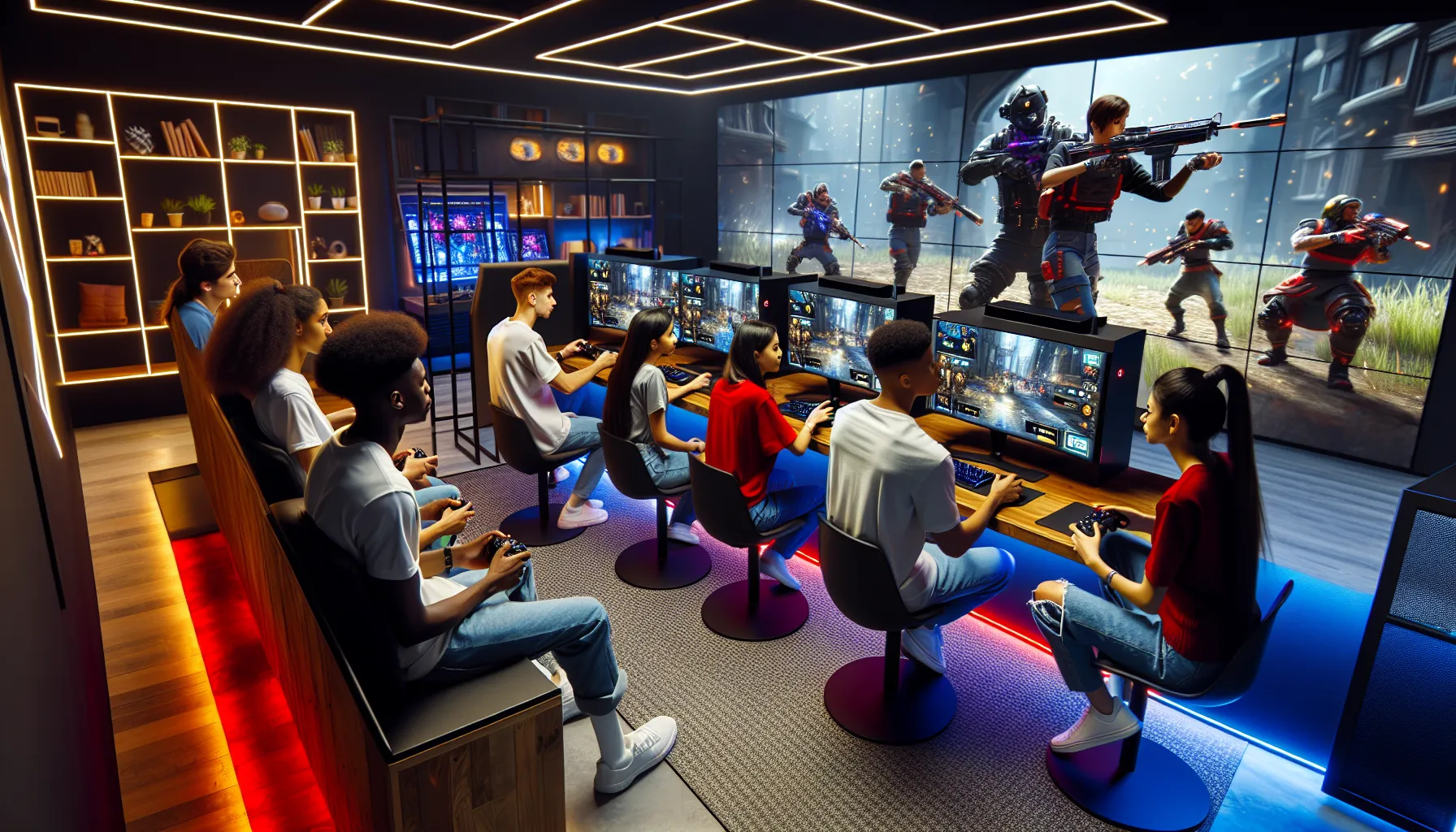 diverse gamers engaged in a multiplayer session of Darkwarfall.