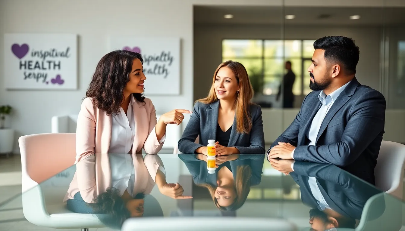 diverse team discussing baby aspirin in a modern office.