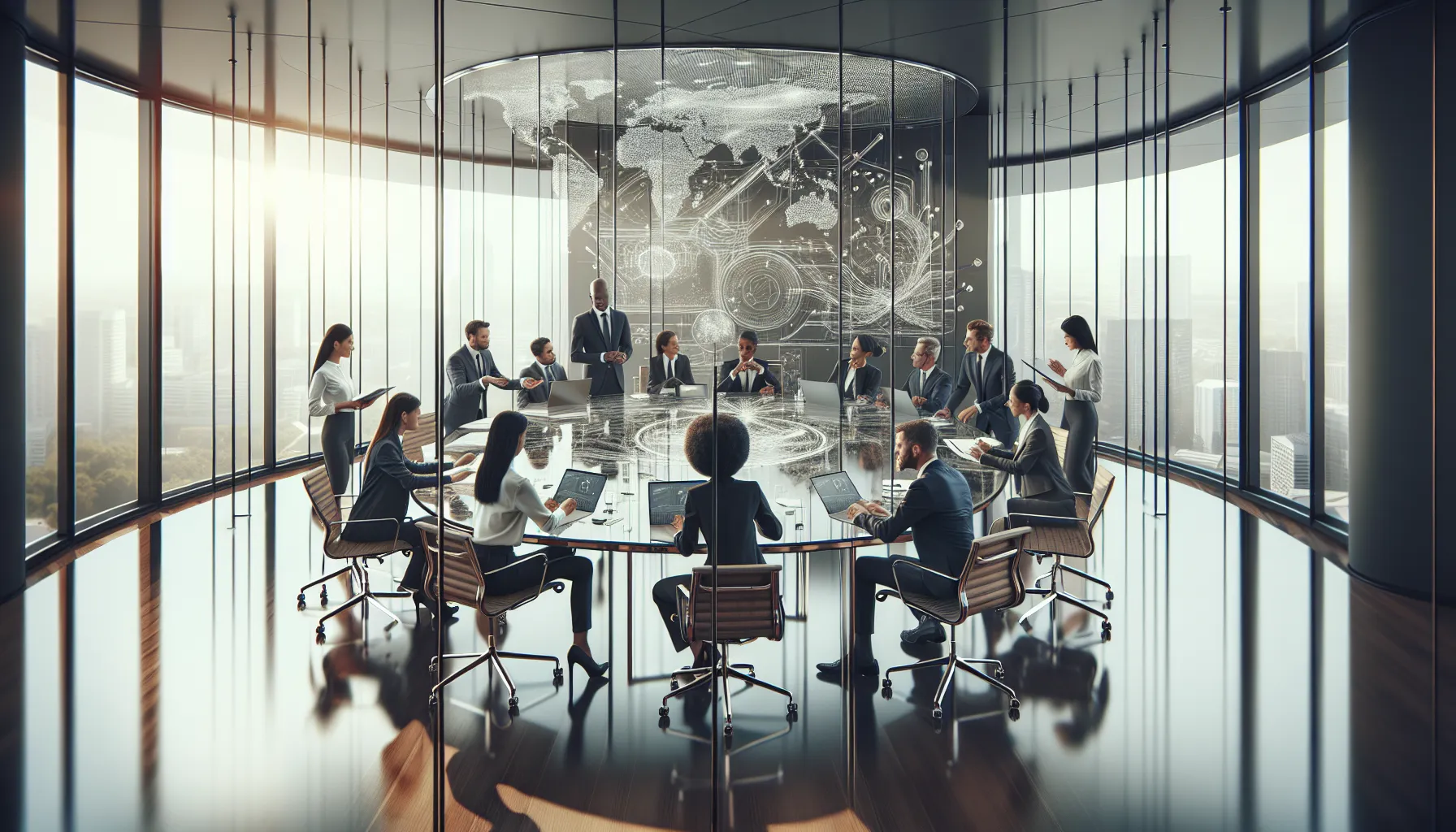 diverse team collaborating on jvfhrtn in a modern office.