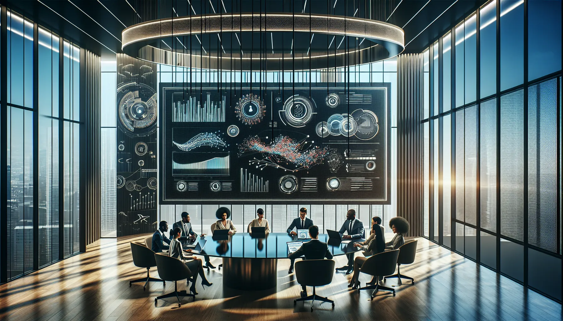 diverse professionals collaborating in a modern office environment.