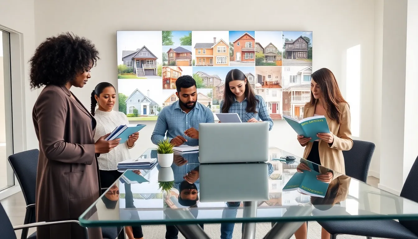 diverse team discussing the renting process in a modern office.