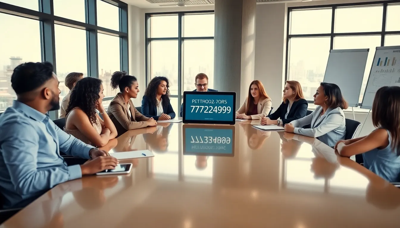 diverse team discussing the significance of the number 7877294939.