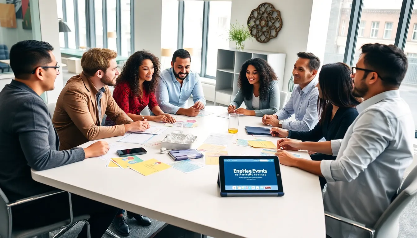 diverse team collaborating on budget-friendly event planning.