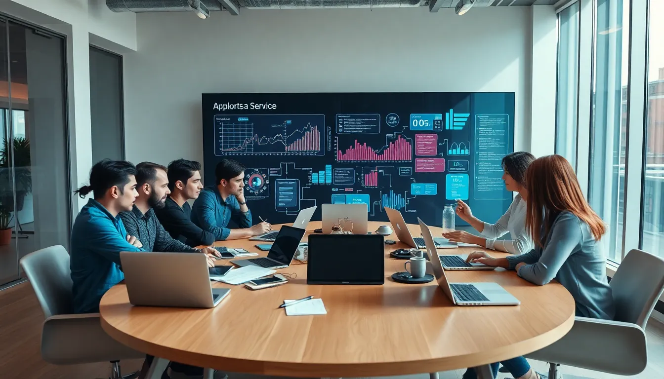 diverse team collaborating in a modern office on PaaS development.