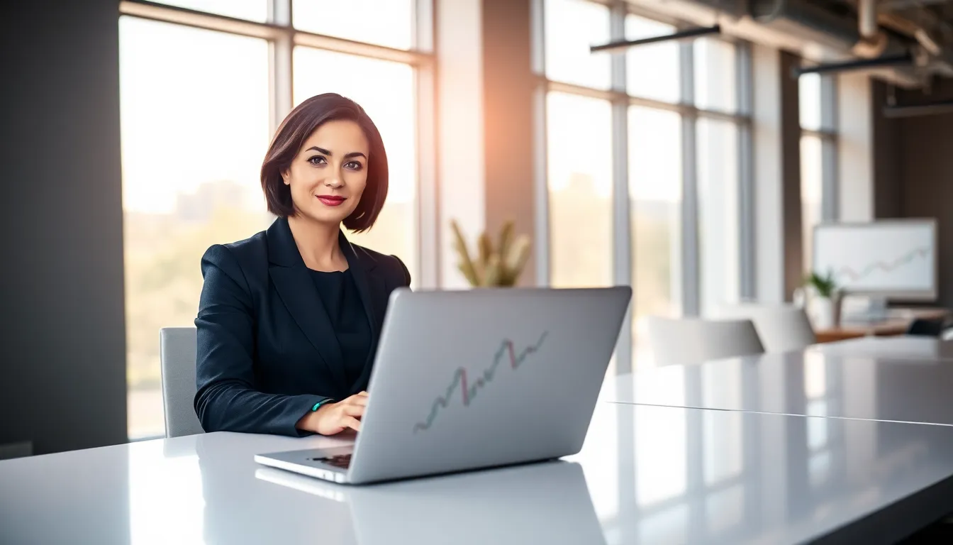 professional woman in a modern office representing BitClassic.