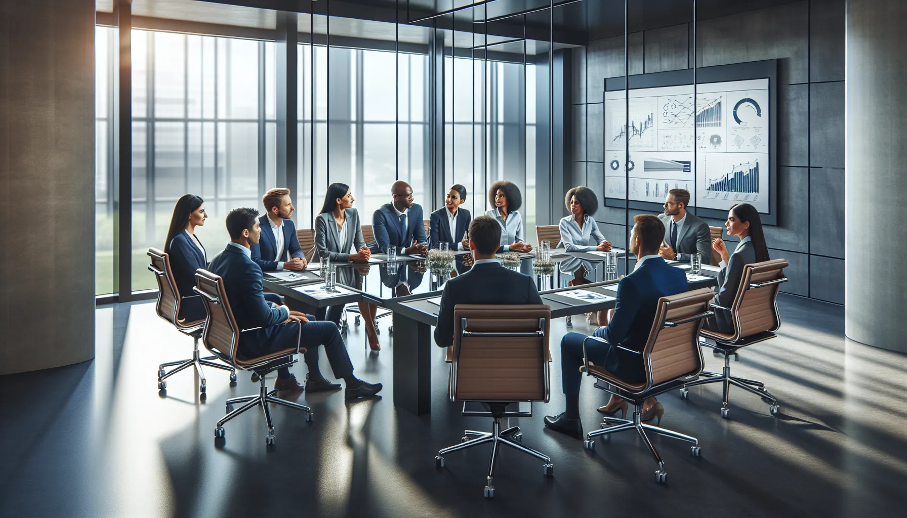 diverse professionals collaborating in a modern boardroom.