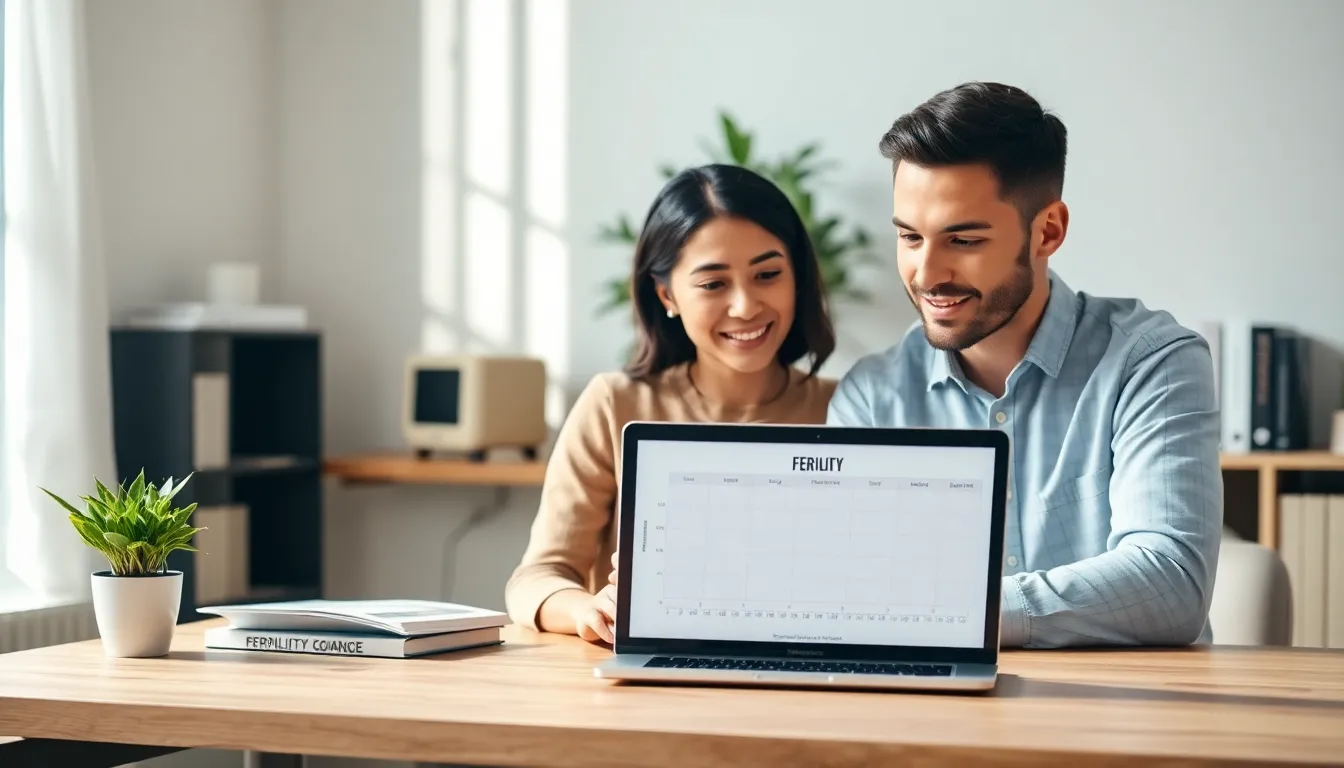 couple discussing fertility in a cozy home office.
