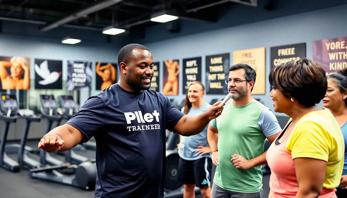 diverse group training together in a Planet Fitness gym.