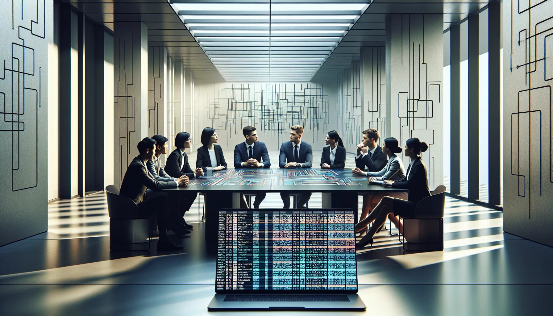 diverse team discussing unique identifiers in a modern office.