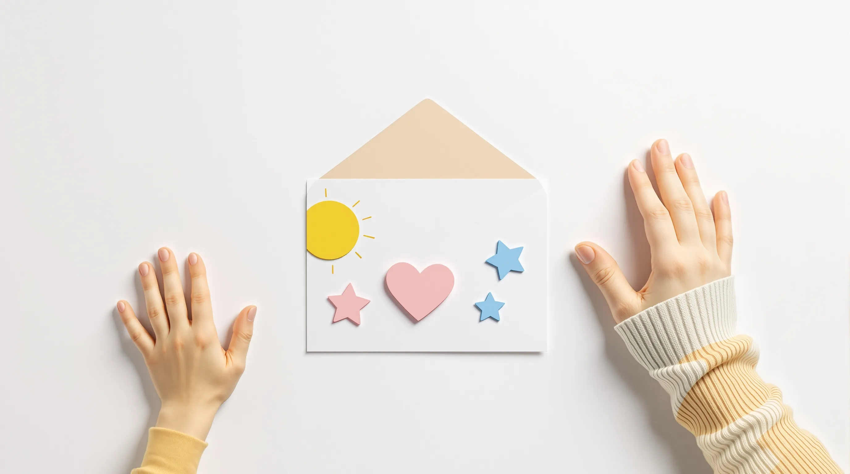 a grandmother handing a colorful birthday card to her grandchild