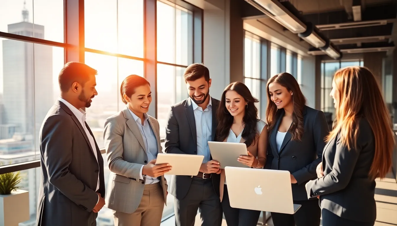 diverse team discussing digital nomad visa in a modern office.