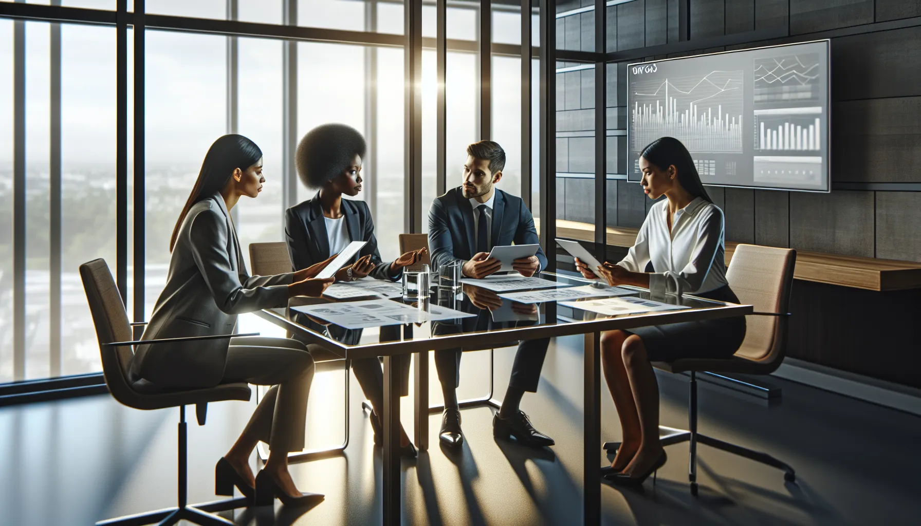 diverse professionals discussing industry standards in a modern conference room.