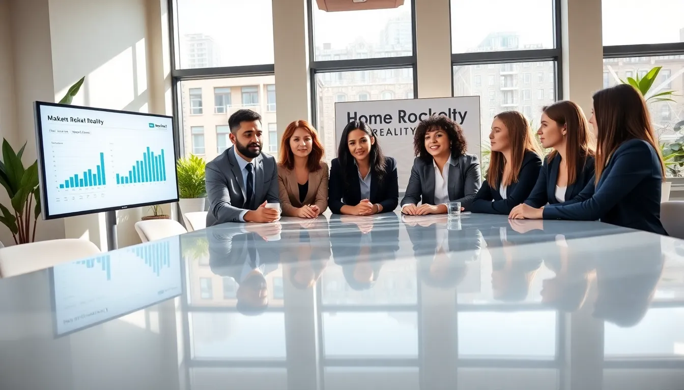 diverse team of real estate agents collaborating in a modern office.