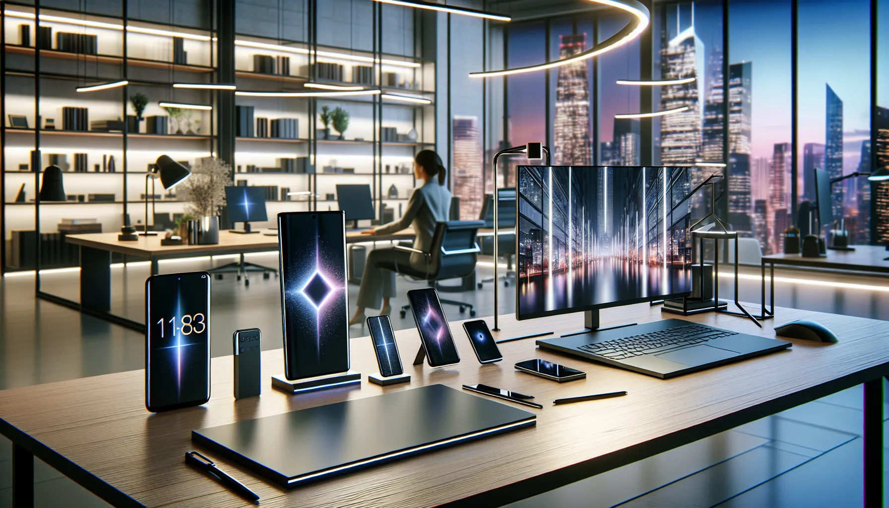A desk setup with Apple and Android devices representing their respective ecosystems.