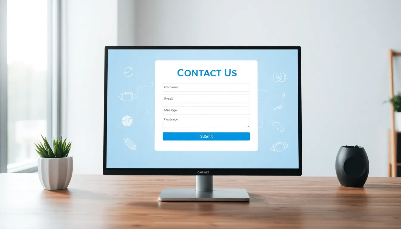 modern contact form interface for a sports website.