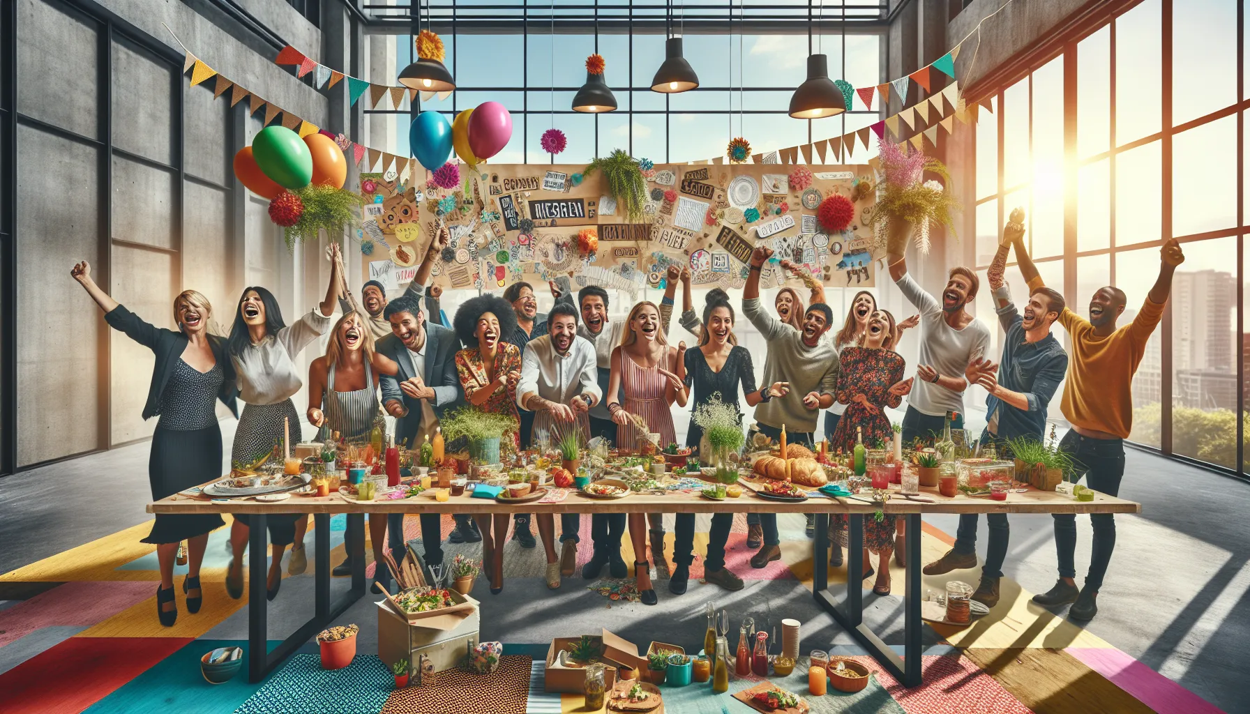 diverse group organizing a budget-friendly community event.