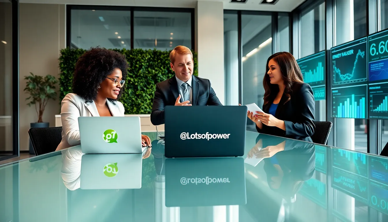 diverse team discussing energy solutions in a modern office.