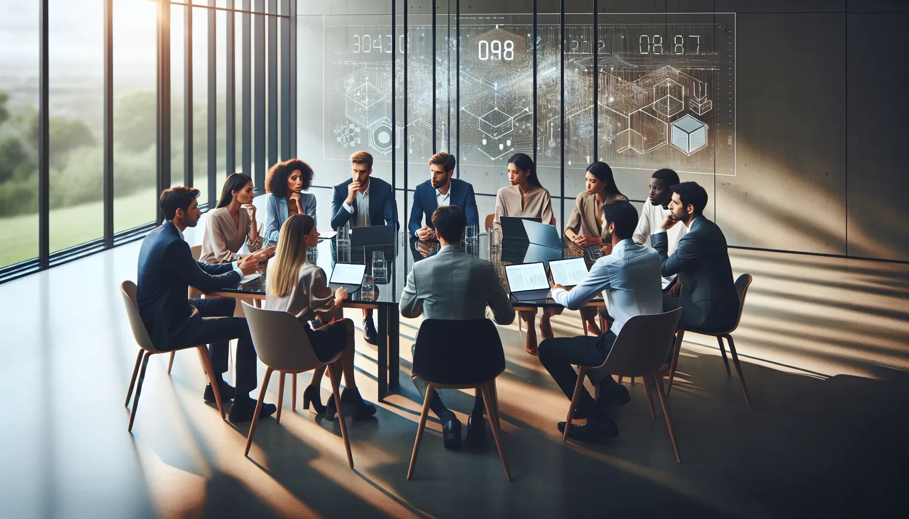 diverse team collaborating on data security solutions in a modern office.