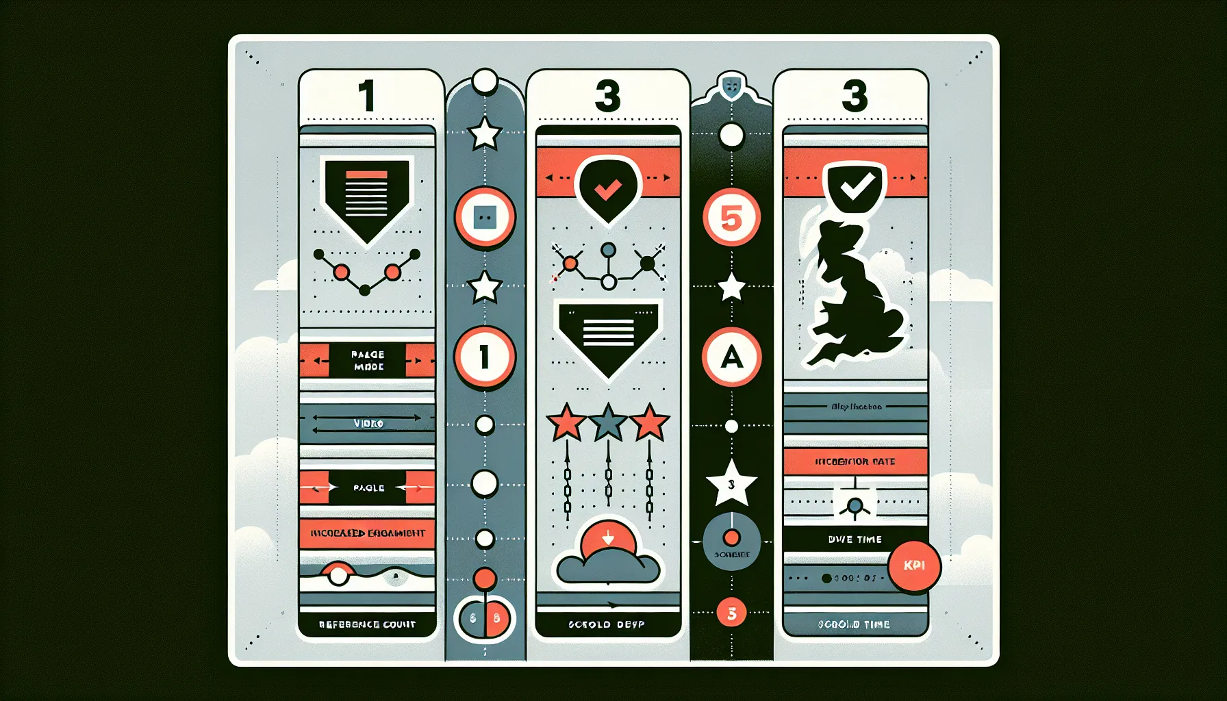 Three-column UK-themed infographic showing internal links, citations, and media boosting on-page SEO.
