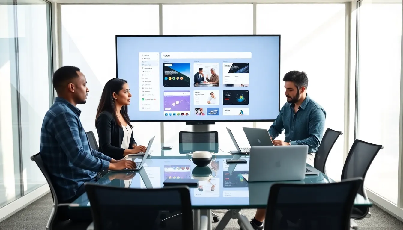 diverse professionals collaborating in a modern workspace on low code applications.
