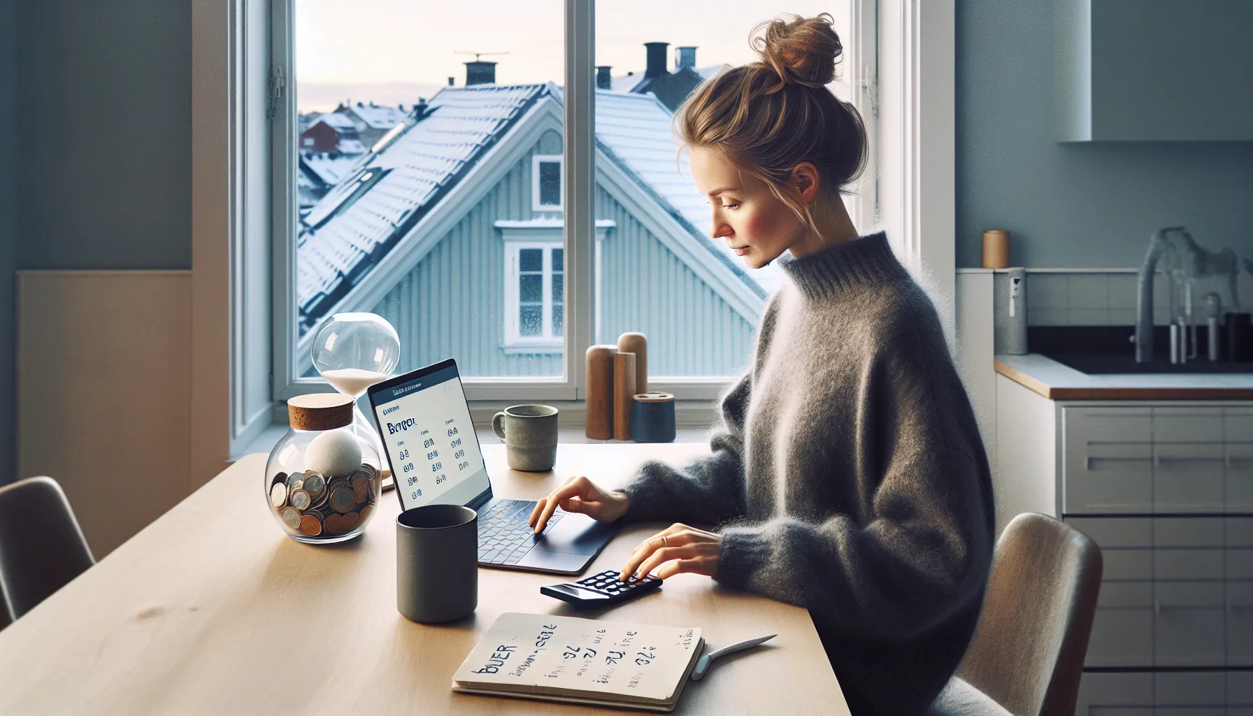 Norwegian woman compares nominal and effective savings rates with a compounding chart.