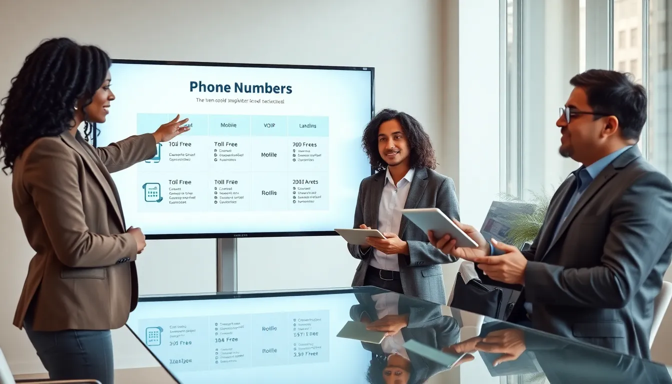 diverse team discussing phone number structures in a modern office