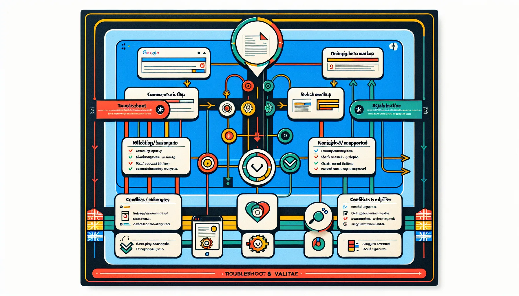 UK-focused infographic of common Google rich snippet pitfalls and fixes.