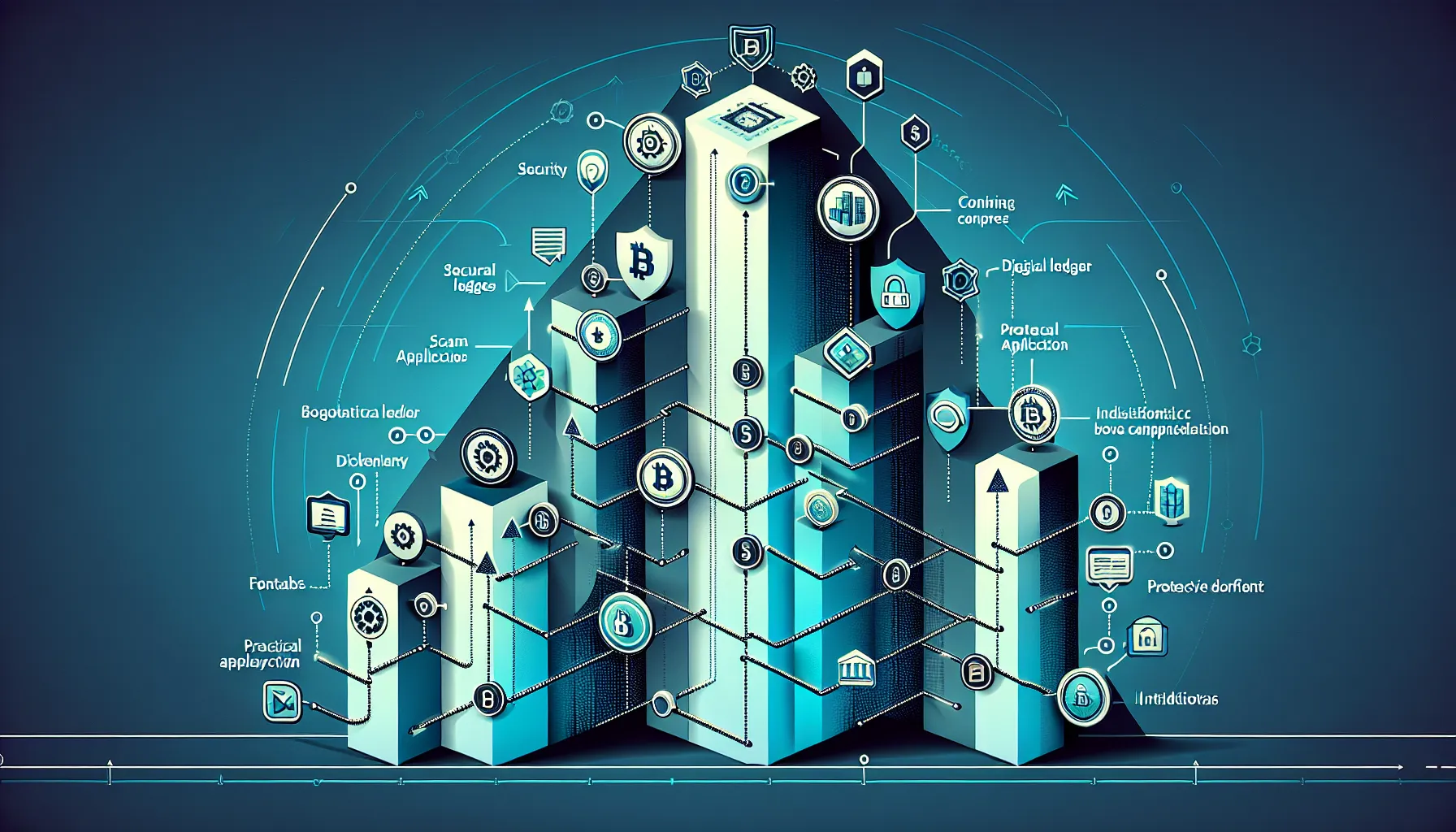 Three-tier diagram showing crypto learning stages from basics to practical application.