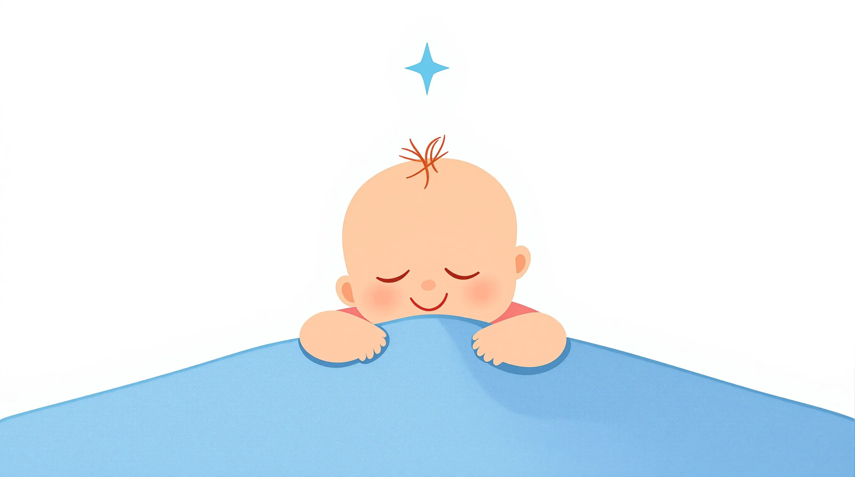 a minimal baby boy in a blue blanket with a small star above